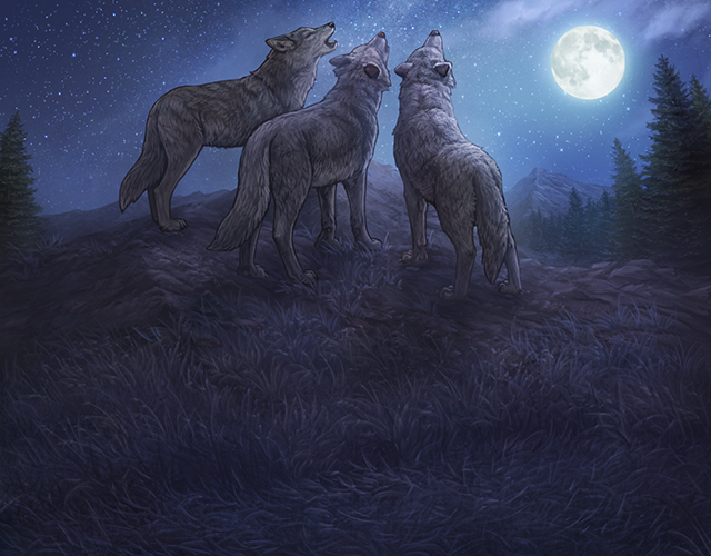 Three Howling Wolves