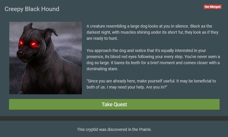 Cryptid Page With Take Quest